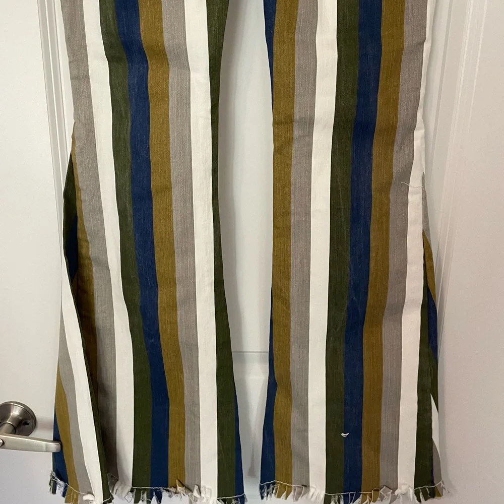 NWT Saint & Hearts Green Multi Striped Bell Bottoms jeans retro style Flares - Picture 7 of 7